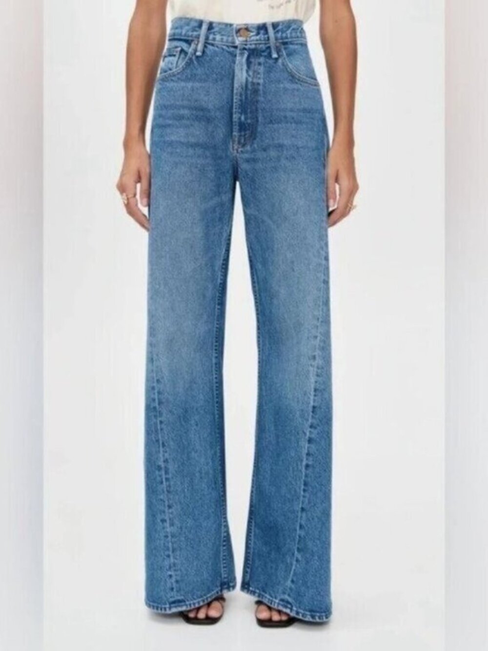 New! MOTHER The Lemon Twist High-Rise Flare Jeans - Picture 1 of 8